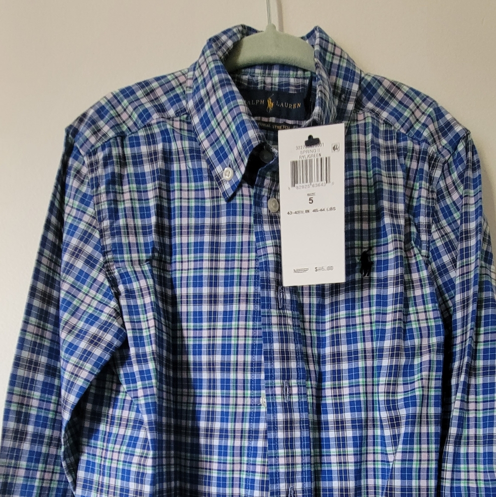 New Polo Ralph Lauren plaid long sleeve button down5T